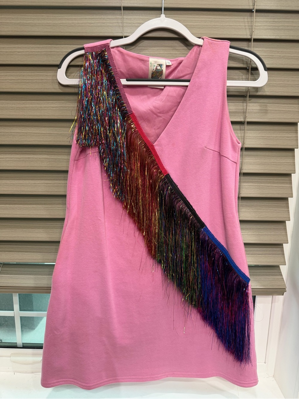 QUEEN OF SPARKLES Pink Sleeveless Fringe Accent Dress